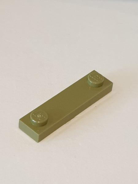 1x4 modifizierte Fliese mit 2 Noppen außen olivgrün olive green