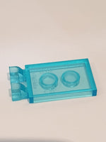 2x3 modifizierte Fliese mit 2 U-Clips transparent hellblau trans light blue