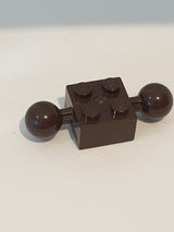2x2 Technik modifizierter Stein mit 2 Bällen und Kreuzloch dunkelbraun dark brown