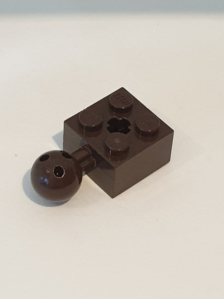 2x2 Technik modifizierter Stein mit Ball (mit 6 Löchern) und Kreuzloch dunkelbraun dark brown
