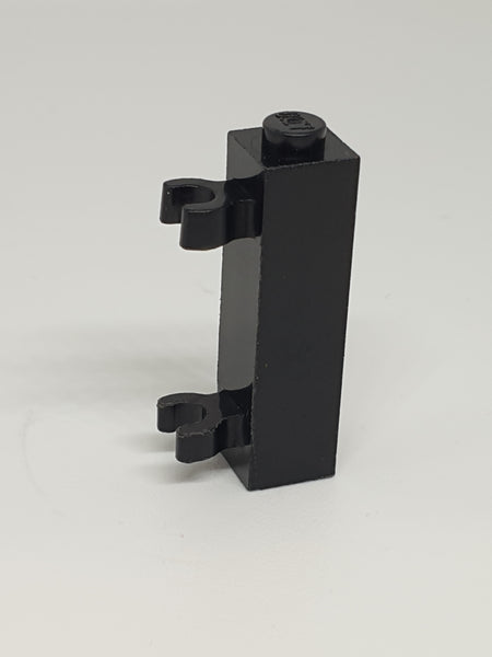 1x1x3 modifizierter Stein / Pfahl mit 2 Clips vertikal Shutter geschlossene Noppe schwarz black