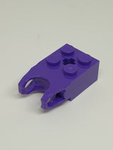 2x2 Technikstein mit Achsloch und Kugelhalter lila dark purple