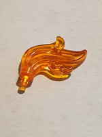 Helmschmuck mit 3 Federn, Flamme, Wasser transparent orange