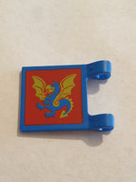2x2 Fahne Flagge Banner mit 2 Clips bedruckt beidseitig Red Square and Yellow / Blue Dragon Pattern