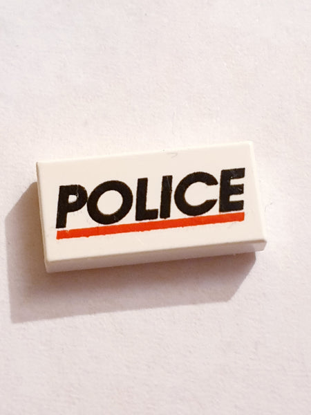 1x2 Fliese bedruckt with 'POLICE' Red Line Pattern
