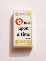 1x2 Fliese bedruckt with Black and Red 'Once upon a time...' and Gold Decorations Pattern