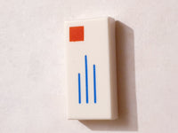 1x2 Fliese bedruckt  with Blue Lines and Red Square Pattern (Mail Envelope with Stamp)