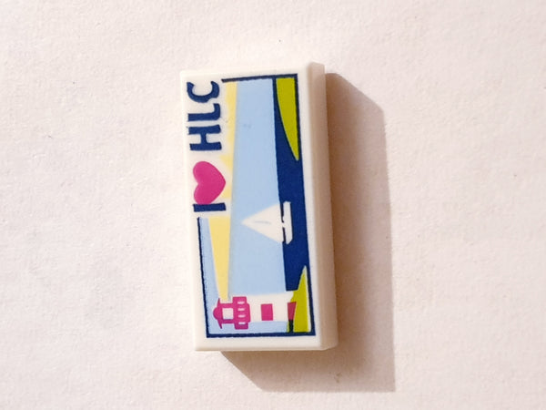 1x2 Fliese bedruckt with Lighthouse, Sailboat and 'I Heart HLC' Pattern