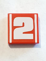 2x2 Fliese bedruckt with Number 2 Bold White and Stripes Pattern