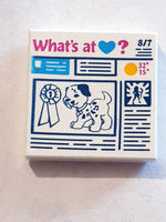 2x2 Fliese bedruckt with Prize Ribbon, Dog and 'What's at Heart?' Newspaper Pattern