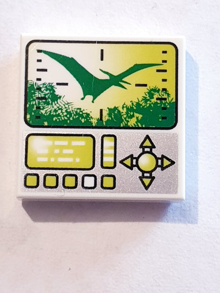2x2 Fliese bedruckt with Pteranodon Dino Hunting Screen, Buttons and Toggle Pattern