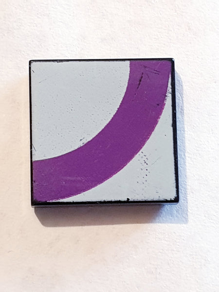 2x2 Fliese bedruckt with Purple Quarter Ring on Light Violet Background Pattern