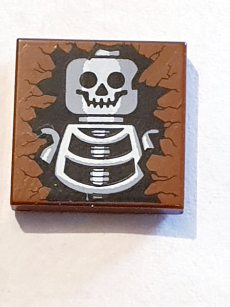 2x2 Fliese bedruckt with Skeleton Skull and Torso Pattern