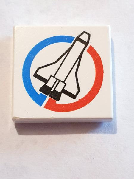2x2 Fliese bedruckt with Launch Command Logo, Shuttle and Blue/Red Circle Pattern