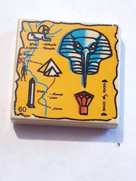 2x2 Fliese bedruckt with Map Orange and Hieroglyphs, 60 Pattern