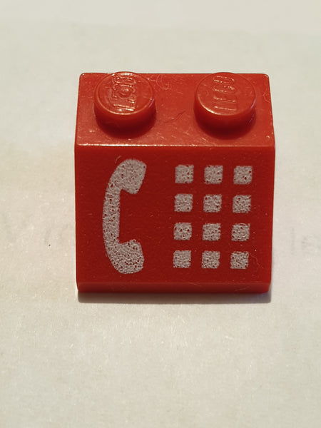 2x2 Dachstein 45° bedruckt with Phone White Buttons and Receiver Pattern rot