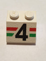 2x2 Dachstein 45° bedruckt with Number 4 and Red & Green Stripes Pattern