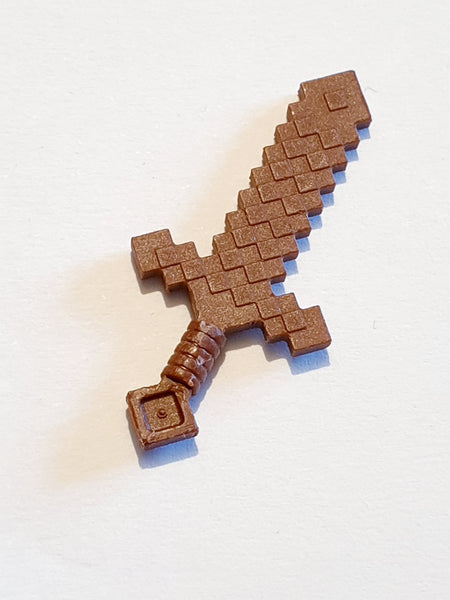 Minifig, Minecraft Waffe Schwert gepixelt neubraun reddish brown
