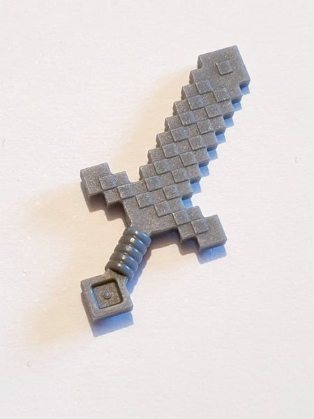 Minifig, Minecraft Waffe Schwert gepixelt neudunkelgrau