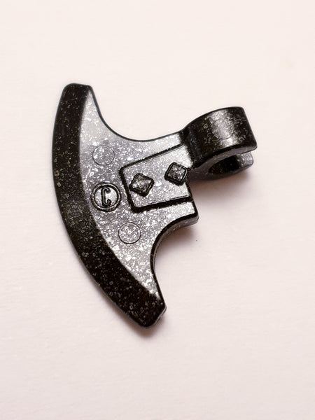 Minifig, Waffe Axt, Beil mit Clip (Wikinger) gesprenkelt schwarz-silber