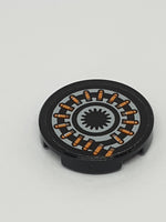 2x2 Fliese rund (x Boden) beklebt with Coiled Round of Bullets (Ammunition Belt) Pattern (Sticker) - Set 7645 schwarz black
