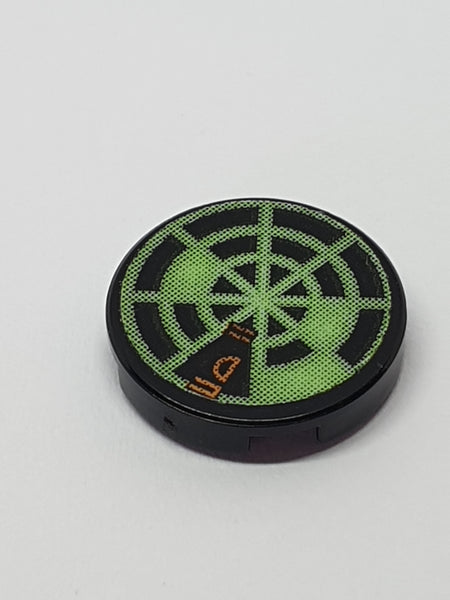 2x2 Fliese rund (x Boden) beklebt with Neon Green Radar Type 4 Pattern (Sticker) - Sets 7691 / 7693 schwarz black