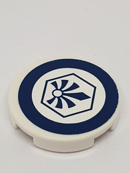 2x2 Fliese rund (x Boden) beklebt with Dark Blue Circle and Chima Logo in Hexagon Pattern (Sticker) - Set 70003 weiß white