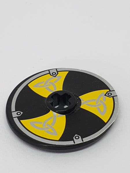 3x3 Technik Scheibe beklebt with Viking Shield Black / Yellow 6 Section Pattern (Sticker) - Sets 7016 / 7019 schwarz black