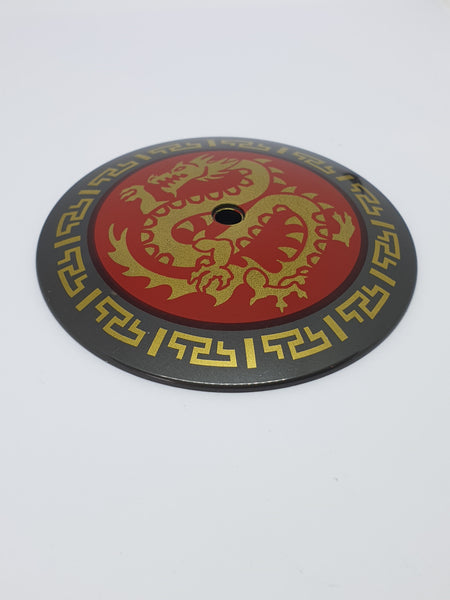 9x9 Scheibe Teller bedruckt with Gold Dragon on Red Medallion Pattern titan