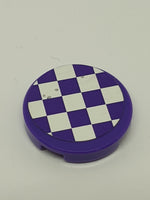 2x2 Fliese rund beklebt with Bottom Stud Holder with Dark Purple and White Checkered Pattern (Sticker) - Set 41129 lila dark purple