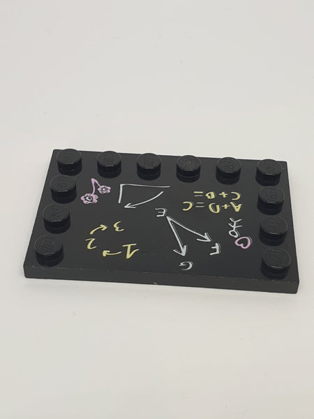 4x6 Fliese modifiziert mit Noppen auf Ecken bedruckt with Studs on Edges with Blackboard schwarz black
