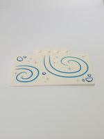 5x6x2/3 Dachstein gebogen bedruckt mit Snow Patches, Silver Crystals and Medium Azure Swirls weiß white