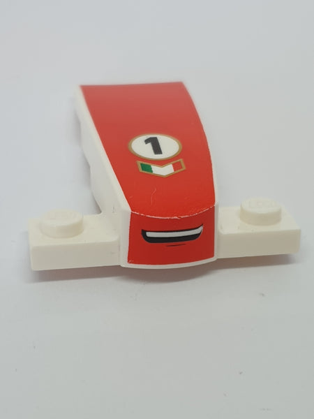 4x2x1 1/3 Keil mit 1x4 Unterseite bedruckt mit Open Mouth and Number 1 on Red Background (Francesco) weiß white
