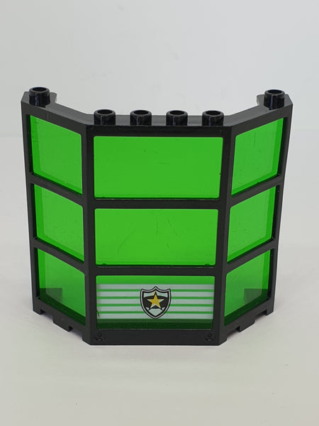 3x8x6 Fenster Erker gebogen bedruckt mit Police Shield Logo Pattern schwarz black