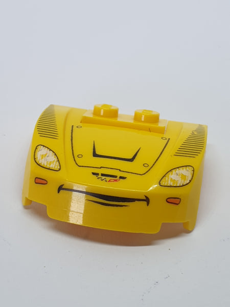 3x4x1 2/3 Motorhaube gebogene Front bedruckt mit Headlights and Smile Pattern (Jeff Gorvette) gelb