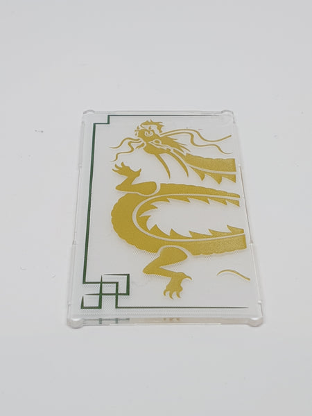 1x4x6 Fensterscheibe Fensterglas bedruckt mit Dark Green Lines and Gold Dragon Head and Midsection on White Background Pattern transparent weiß trans clear