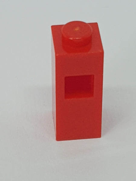 1x1x2 modifizierter Stein mit quadratischem Loch rot