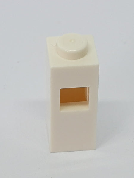 1x1x2 modifizierter Stein mit quadratischem Loch weiß white