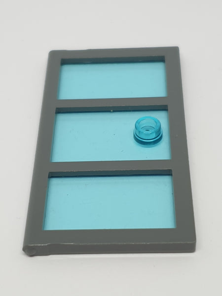 1x4x6 Tür mit 3 Fenstern transparent hellblau und Griff neudunkelgrau