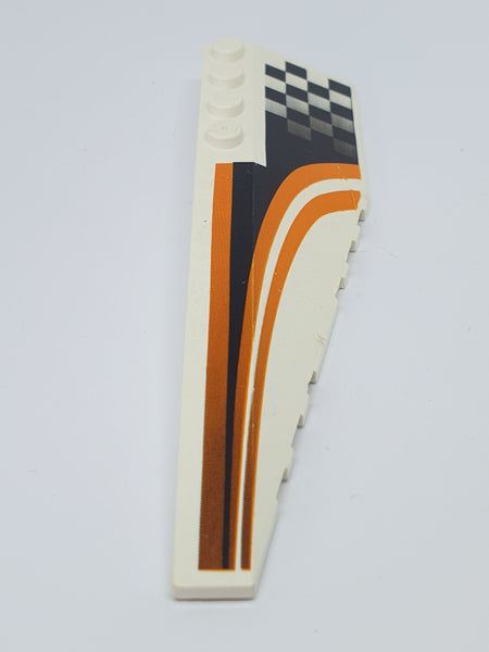 3x12 Keilstein links bedruckt with Black/Orange Checkered/Striped Race Pattern weiß white