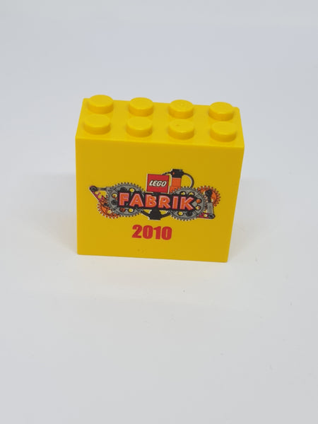 2x4x3 Stein bedruckt Lego Fabrik 2010 gelb
