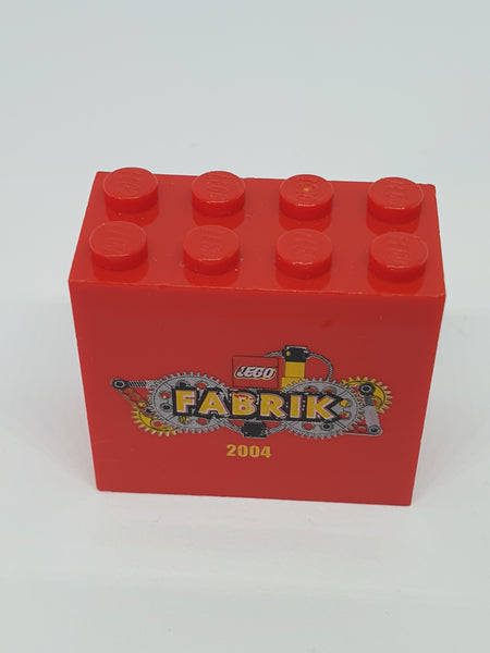 2x4x3 Stein bedruckt Lego Fabrik 2004 rot