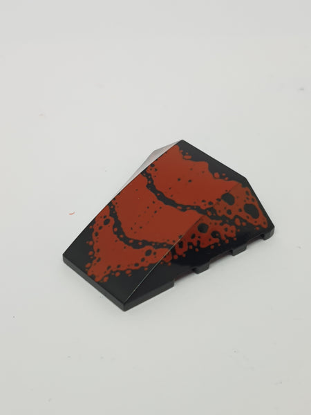 4x4 Keilstein ohne Noppen auf Oberseite bedruckt mit Red Scales Pattern schwarz black