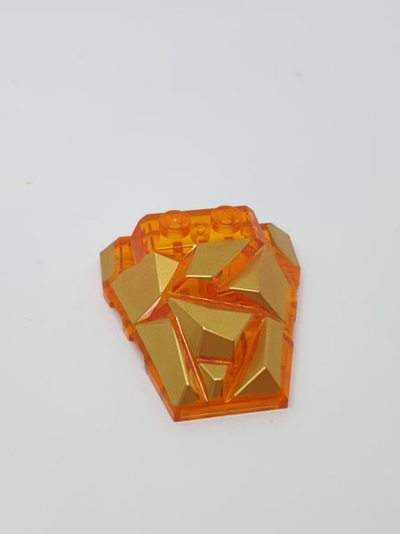 4x4 Keil gebrochen Polygon Oberseite bedruckt in gold, transparent orange