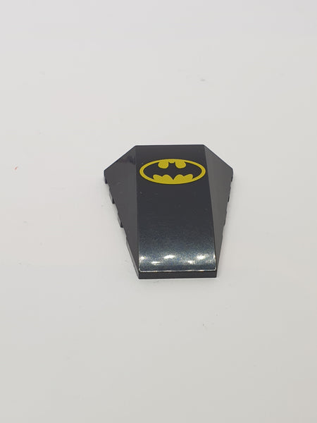 4x4 Keilstein ohne Noppen auf Oberseite bedruckt mit Batman Logo Pattern (Sticker) - Set 7780 schwarz black