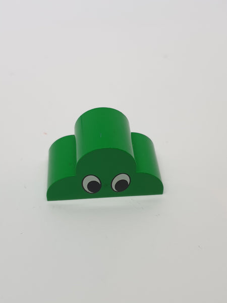 2x4x2 modifizierter Stein bedruckt dreifach gebogen mit Eyes Simple Pattern, grün