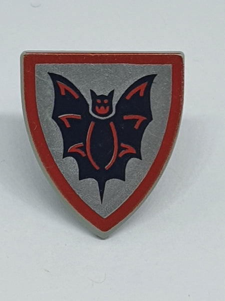 Minifigur Schild bedruckt Triangular mit Black Bat on Silver Background Pattern althellgrau light gray