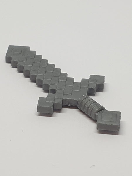 Minifig, Minecraft Waffe Schwert gepixelt pearlsilber flat silver