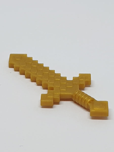 Minifig, Minecraft Waffe Schwert gepixelt pearlgold pearl gold