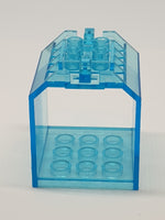 4x4x4 Offene Container-Box mit 2 Scharnierfinger oben transparent hellblau trans light blue trans-light blue